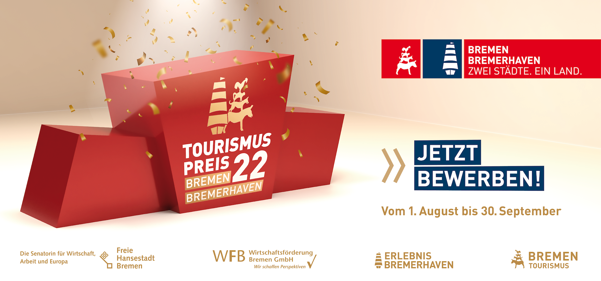 Tourismuspreises 2022 im Land Bremen; vom 1. August bis 30. September; Jetzt bewerben!